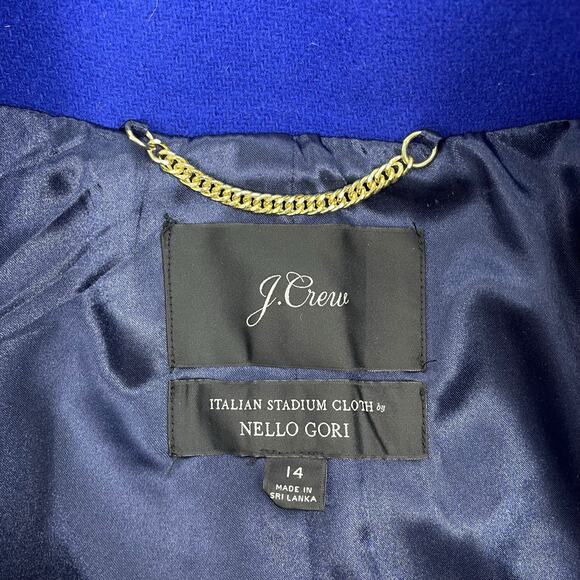 J. Crew New Cocoon Coat in Italian Stadium Cloth Wool Blue Size 14 - Picture 10 of 10